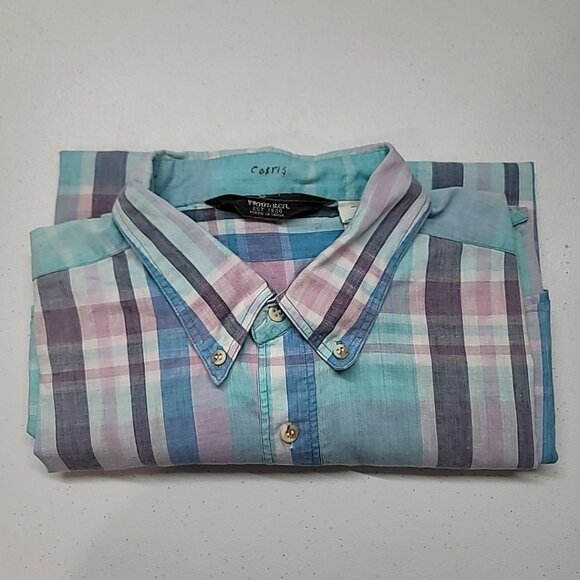 VTG WOOLRICH Mens Madras Plaid Short Sleeve Button Down Shirt Size XL Colorful - Picture 3 of 16